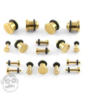 Simple Single Flare Gold Steel Plugs Simple Single Flare Gold Steel Plugs