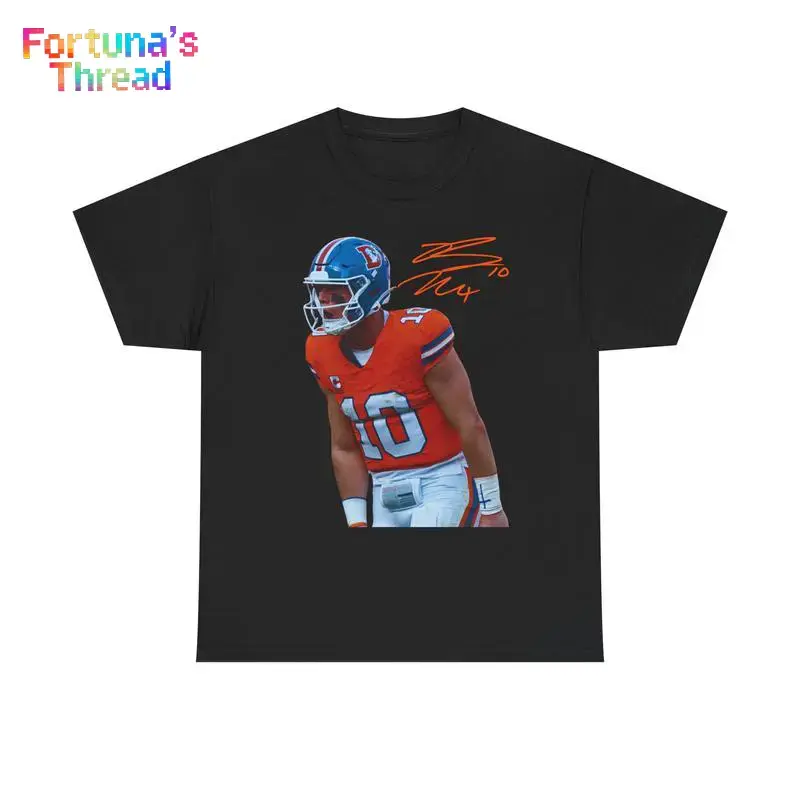 Bo Nix Signature Tee Shirt Adult Sizing 100% Cotton Full Color Print Casual Wear