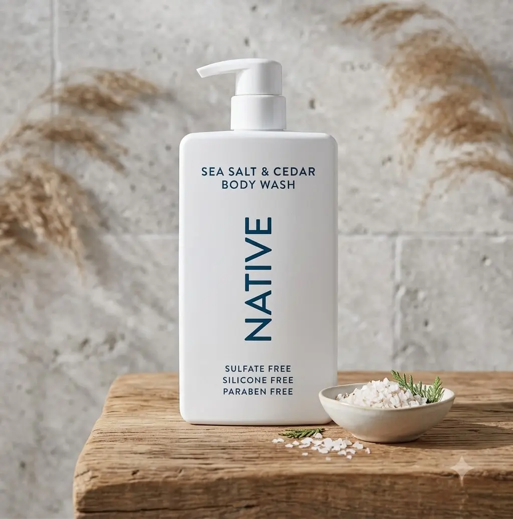 Native Body Wash, Sea Salt & Cedar, Sulfate-Free Body Wash for Women & Men, Vegan & Cruelty-Free, 36 Fl Oz