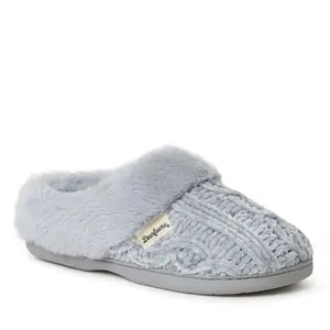 Dearfoams Womens Claire Cable Knit Chenille Clog House Slipper - Sleet Size S