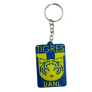 Llavero 3D Tigres UANL Keychain Blue & Yellow Tigres Fan Keyring for Keys or Backpack | Liga MX Soccer Gift 3D Style 2.25 x 1.5 in Llaveros de Futbol Mexico Keychains