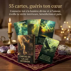 Spanish Oracle Cards, 55 Tarot Cards, Divination Tool, Inner Light Spiritual Connection, Energy Reading, Meditation, Medium Use