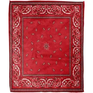 Home Decor Throw Blanket, Red Paisley Bandana Warm Soft Cozy Flannel Bed Blankets for Bed, Couch, Sofa and Chair, All Seasons Suitable, 80x60 inches