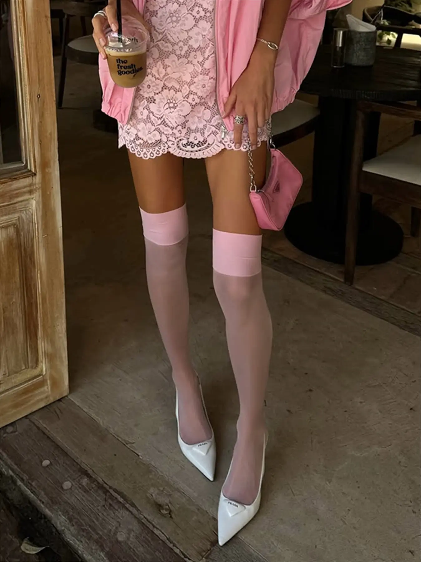 Women's Sheer Glitter Thigh-High Stockings, Light Pearlescent Hosiery with a Wide Comfort Band for Valentines Day