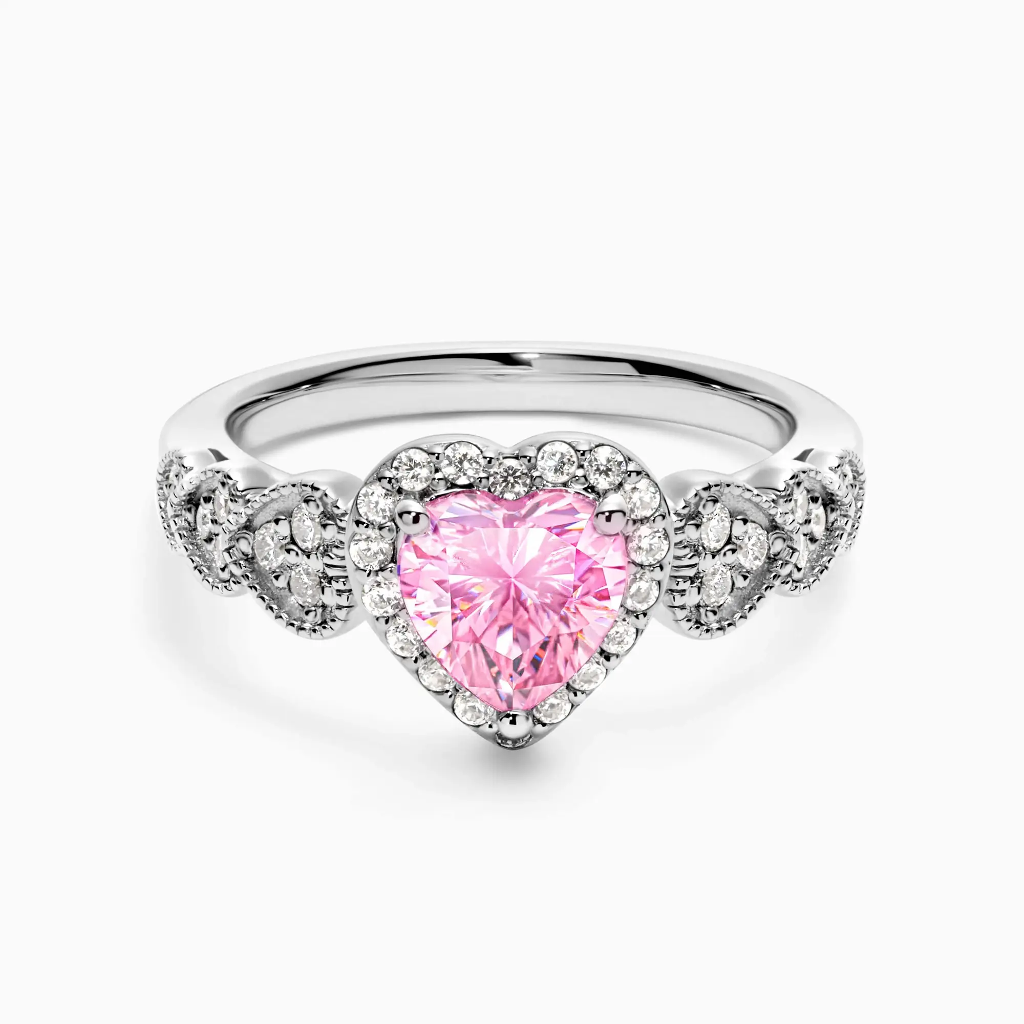 DARRY Pink Heart Halo Pavé Promise Ring
