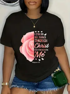 100% Cotton Philippians 4 13 Christian Bible Verse Religious Gifts Women T-Shirt
