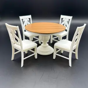 1:12 Scale Dollhouse Dining Set – 3D Printed Miniature Round Table and 4 Chairs