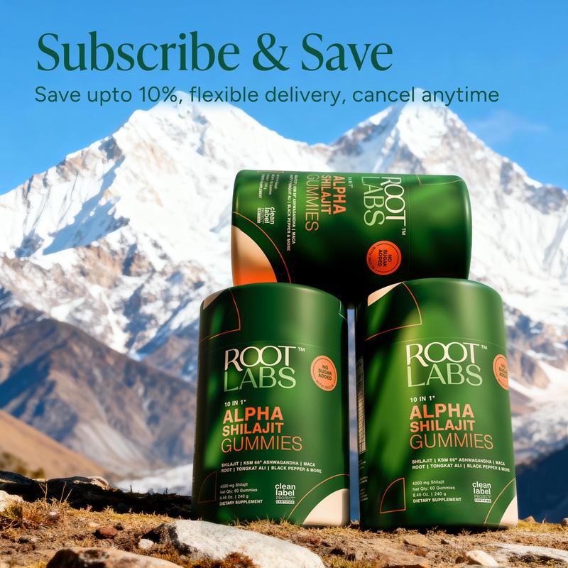 Root Labs Alpha 10-in-1 Shilajit Gummies 4000 mg | New Year New Me Edition | Start 2026 Strong | Energy, Stamina & Focus | Zero Sugar | KSM-66 Ashwagandha, Tongkat Ali, Maca | Vegan | 60 Count | Transform Your Health Goals