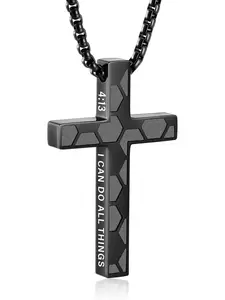 Soccer Easter Basket Stuffers - Cross Necklace for Boys Men, Cross with Bible Verse Stainless Steel Pendant Chain Game Day Stuff Christian Religious Jewelry Gifts for Teenage Teen Boys Kids