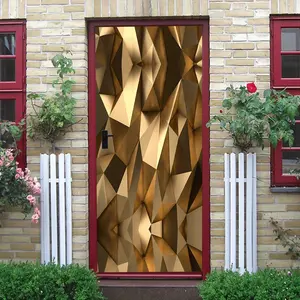 2pcs Modern Geometric Gold Wall Stickers Stereo Decorative Stickers Self Adhesive Wallpaper for Living Room Bedroom Entrance Removable Waterproof PVC Material Home Decor Art Decals Geometric Diamond Wall