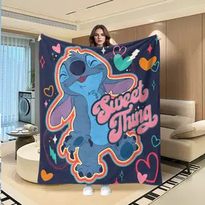 Vintage Neon Stitch Blanket, Creative Digital Print Flannel Throw, Thanksgiving Valentine Christmas Gift, Holiday Decorative Blanket