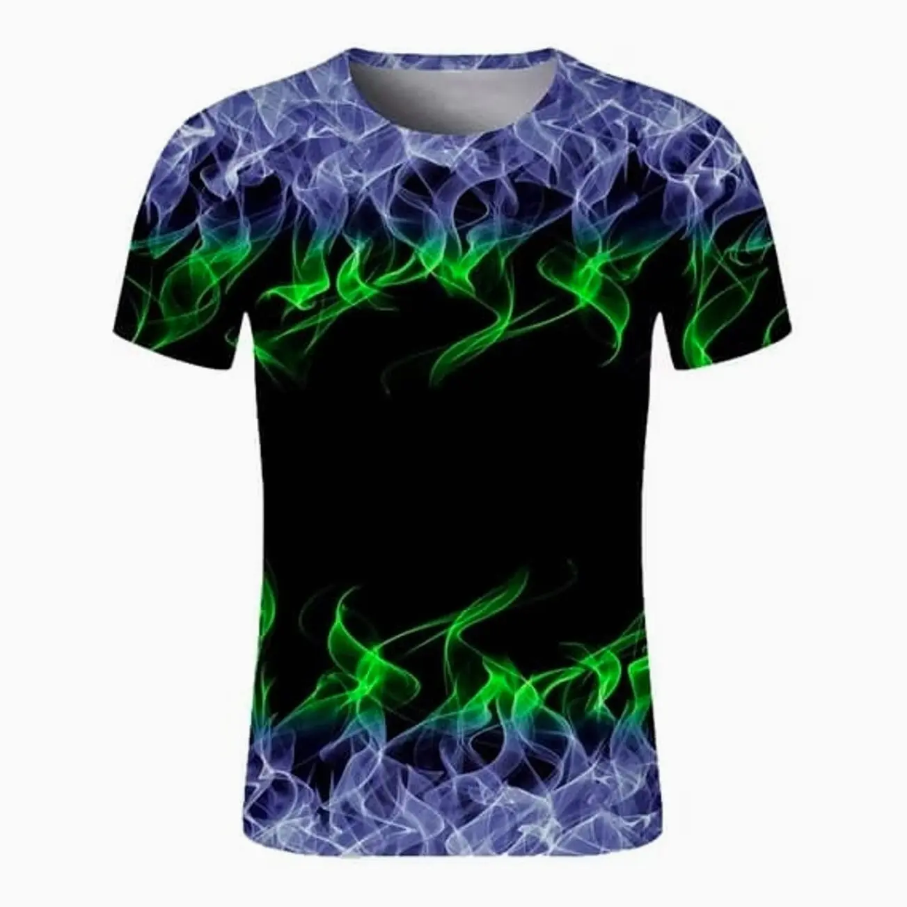 Men's Flame Graphic T-Shirt, 3D Print Short Sleeve Casual Tee, Lightweight Summer Shirt for Beach & Vacation