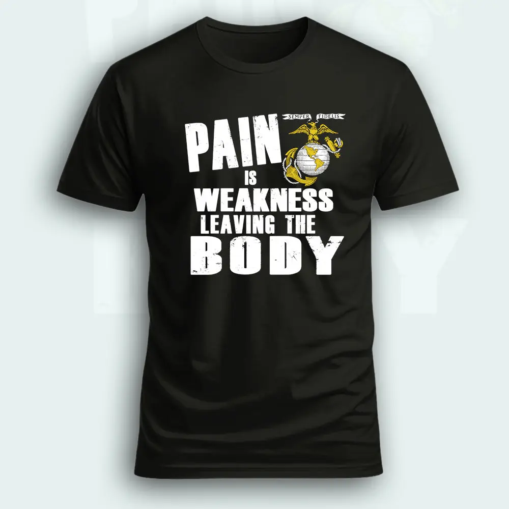 USMC Pain is Weakness Leaving The Body Marine Corps T-Shirt, Made in USA Military Tee, United States Marine Corps Graphic Shirt, Semper Fi Top