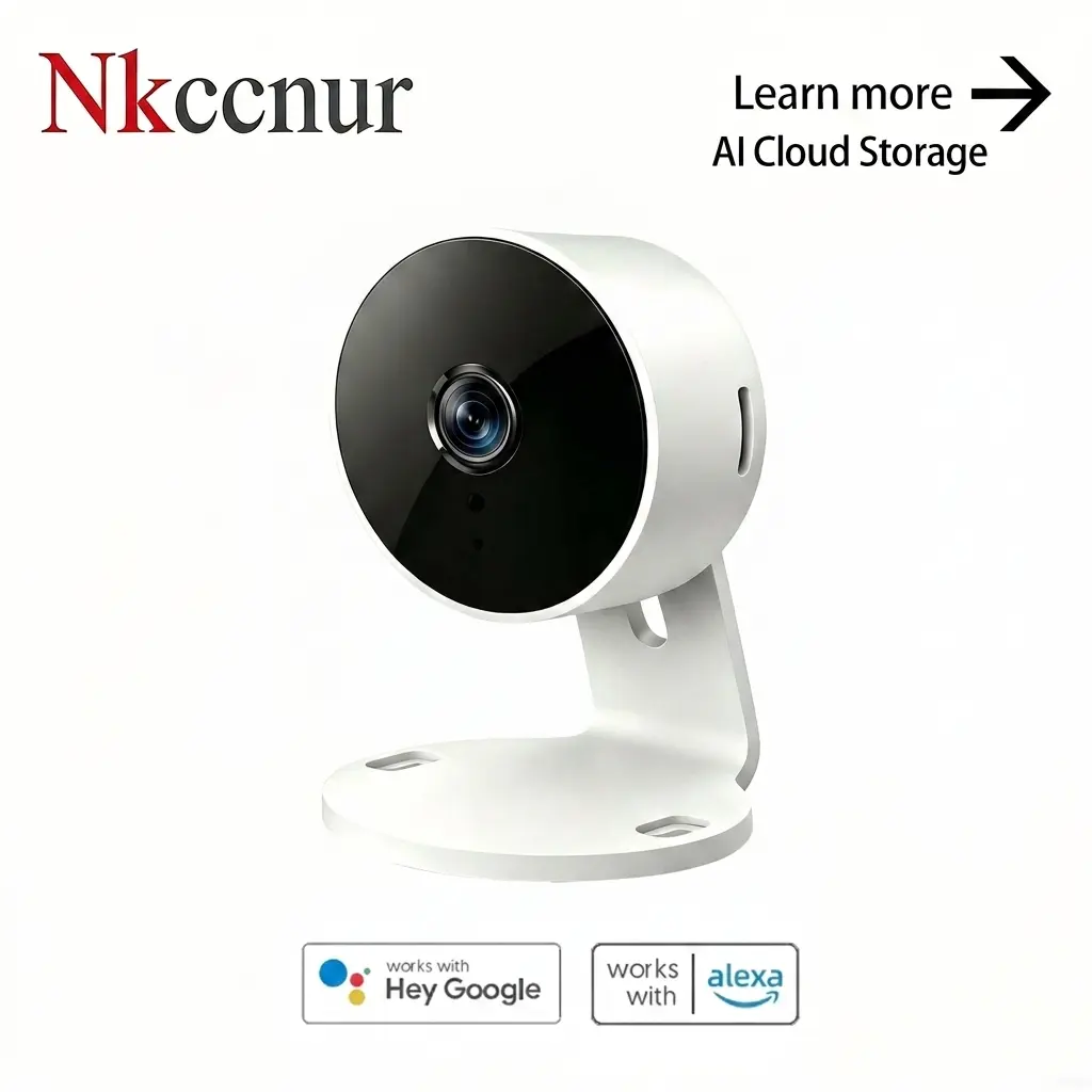 NKccnur Smart Home Security Camera - Smart Home Gadgets, AI Technology Security Cameras & Systems, AI-Powered System, 2.4G Wi-Fi, 1-Touch 911 Alarm, 2-Way Audio Intercom, Human/Animal Detection, Motion Alarm, HD Display, Night Vision