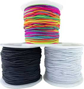 Elastic String for Bracelets, QBJAYTY 1mm Strong Elastic Stretchy String Cord for Bracelet Jewelry Making, Bracelet Elastic String for Pony Kandi Letter Beads Beading, Black White Rainbow String