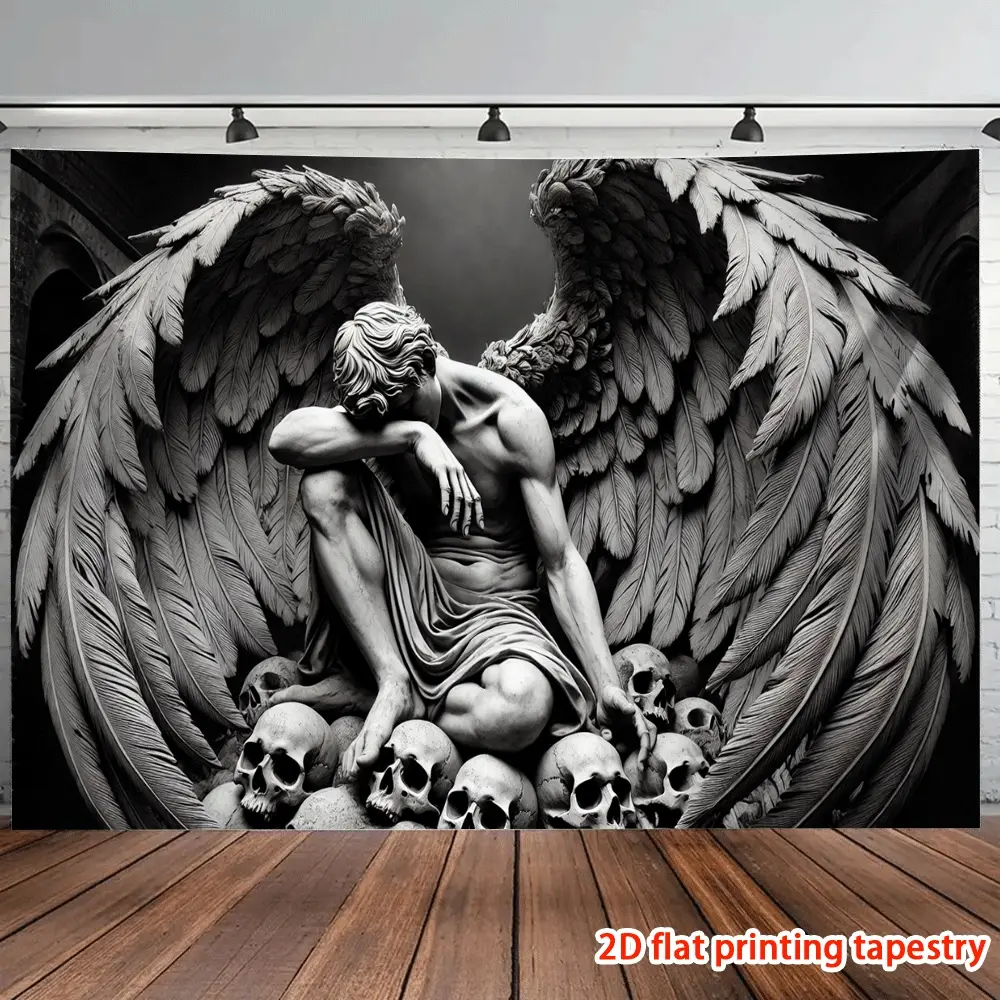 Sad Angel Wall Tapestry - Smooth, Lightweight Emotional Art, Wedding/Engagement Photography Backdrop, Aesthetic Home & Party Decor for Living Room, Bedroom, Thanksgiving/Anniversary Accents