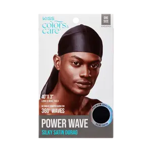 KISS Colors & Care Power Wave Silky Satin Durag - Black KISS Colors & Care Power Wave Silky Satin Durag - Black