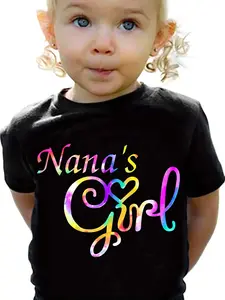 Summer Girls' Stylish Short-Sleeve T-Shirt with Colorful Letter Prints, a Cute Casual Top for Children“Nana's girls”