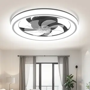 DEMILARE Ceiling Fan with Light and Remote, Dimmable LED Ceiling Fan Light, 6-Speed Quiet Motor with Forward and Reverse Mode, Modern Flush Mount Ceiling Fan for Bedroom, Living Room, Kitchen, Black or White Finish, SpringGlowUp