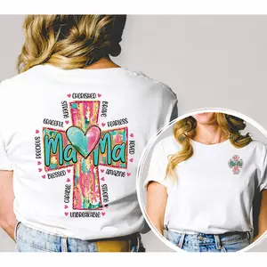 Mama Cross Cherished Strong T-Shirt, Christian Mom Faith Tee