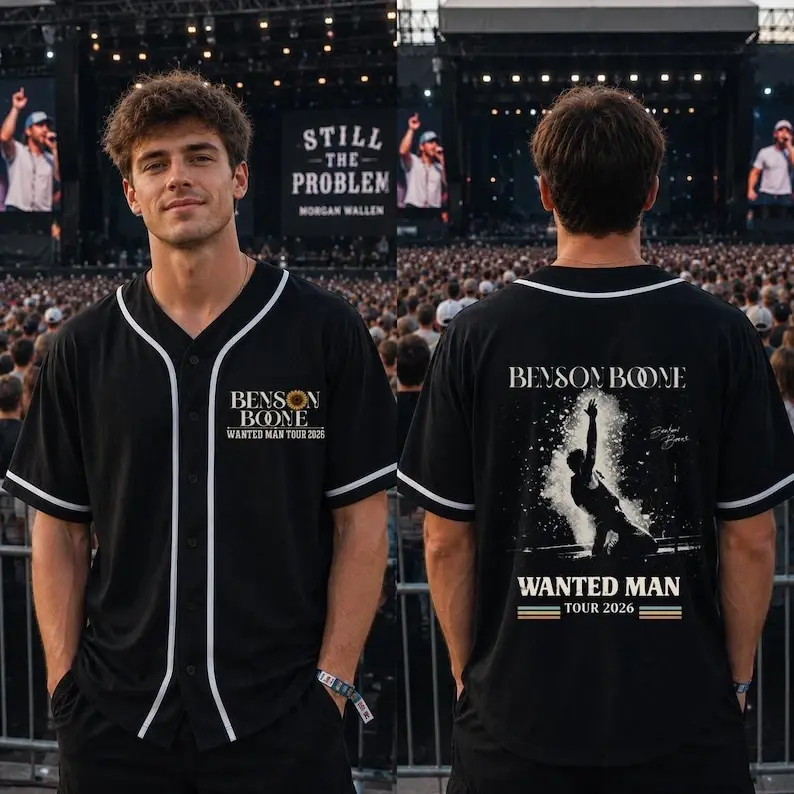 Benson Boone Wanted Man Tour 2026 Baseball Jersey, Benson Boone Graphic Jersey, Retro Concert Shirt, Vintage Music Fan T-Shirt