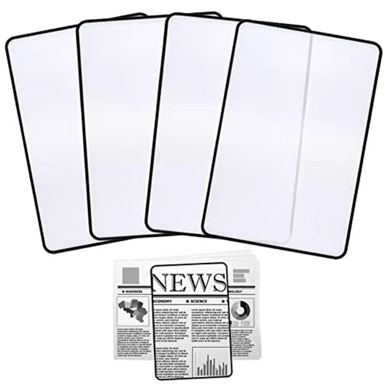4 Pieces 18x12 cm Anti-Glare Fresnel Magnifying Sheets, 3X Lightweight Optical Plastic Rectangular Lens Bookmarks for Elderly & People with Low Vision (Office Stationery, Relieves Eye Strain for Small Prints, Maps)