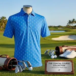 Men's Performance Golf Polo Shirt - Moisture Wicking Quick-Dry Print Breathable Fabric Comfortable Athletic Shirt Perfect for Sports Casual Wear Lightweight Design Men's Clothing