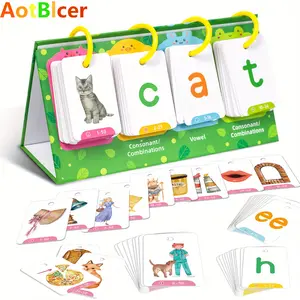 129Pcs word generator game, desktop phonics flash card, vision, preschool classroom word game, early childhood phonics education learning tool, special education, speech Therap (details, shapes and colors are random)