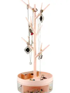 Branch Jewelry Rack With Rotatable Base and Storage Box Tree Tower Rack Hanging Organizer for Ring Earrings Necklace Bracelet,Suitable for living rooms, bathrooms,offices,etc.