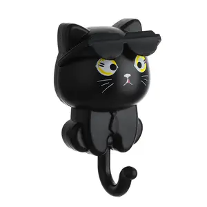 Creative Wall-Mounted Eyeglass Hook, Cute Cartoon Style Cat Design, No-Drill Bathroom Hanger for Keys & Decor Storage