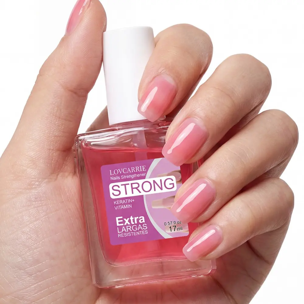 LOVCARRIE New Arrival Keratin Vitamin, Calcium, Healthy Pink Nail Hardener, Natural Pink Nail Polish Gel, Nail Care Liquid, Nail Care Product, Fast Drying, Shiny, 17ml, Nail Strengthener, Alcohol Free, Salon DIY Manicure, Protect Brittle, Weak Nails