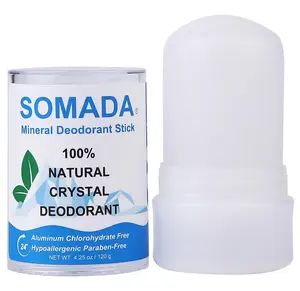 SOMADA Crystal Deodorant Stick for Women and Men, 4.25 oz/120g - 100% Natural Alum Salt Stone Rock - Unscented Mineral Rock
