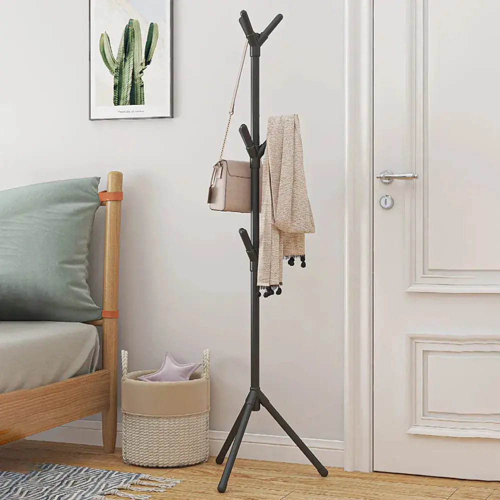 Art Floor-Standing Coat Rack for Lobby - Easy-Assemble Durable Iron Hanger with 3-ft Base Structure, Anti-Snagging Design, 3-Foot Base Structure