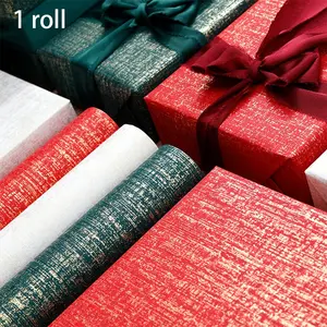 Vintage Linen Texture Gift Wrapping Paper, Multi-Color Party Decorative Paper, Floral Packaging Paper, 43x300cm, Large Roll