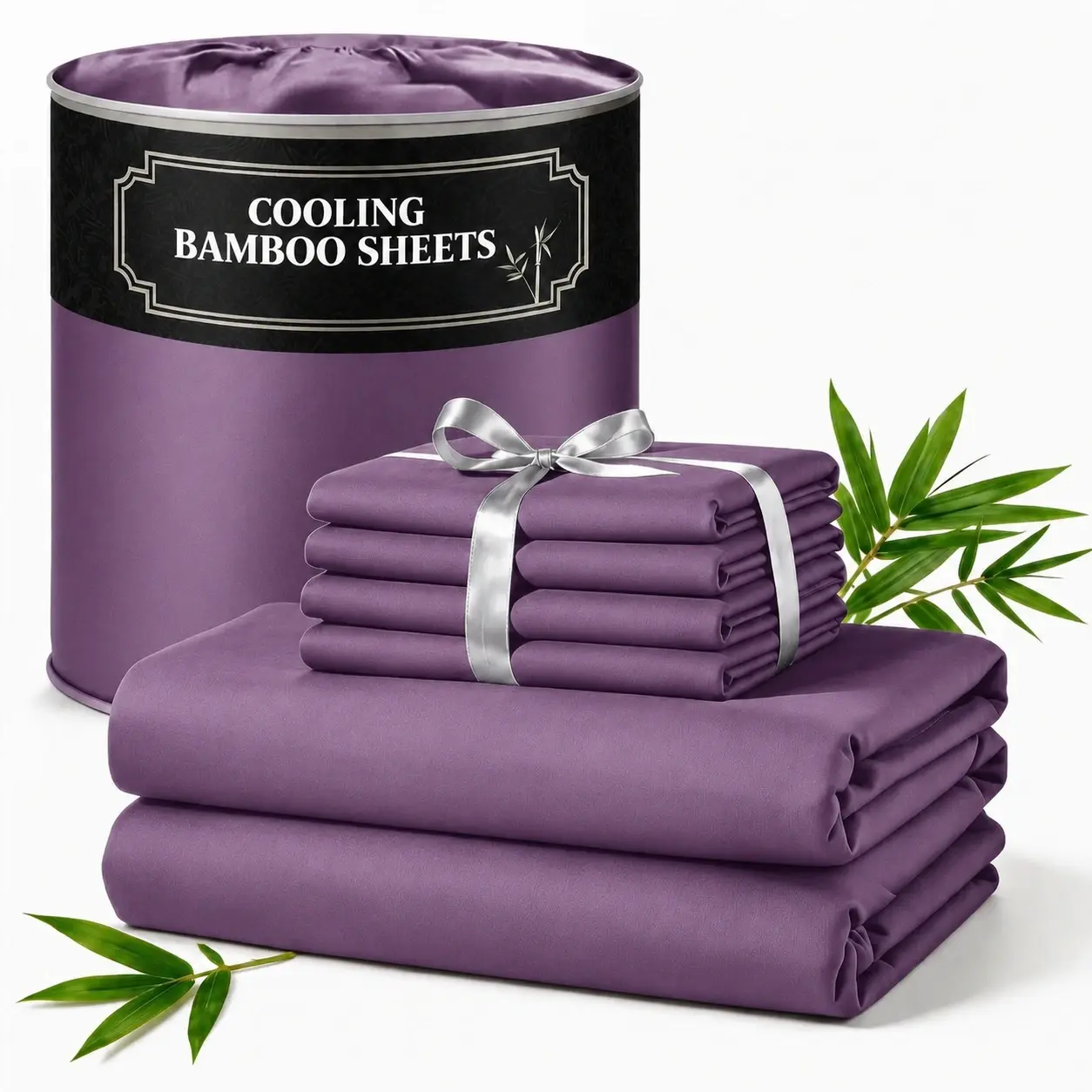 4/6pcs Extra Deep Pocket Sheets Bamboo Bed Sheet Set - kids & Pillowcase Set,Comfy Breathable Cooling Hotel Luxury Bedding for Women, Men and kids- Pockets, Ultra-Soft, Wrinkle Free,Twin/Full/Queen/King