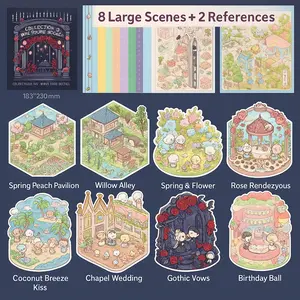 Miniature Scene DIY 3D House Sticker Book - 20 pics scenes for adults Kids, Make your own Scene