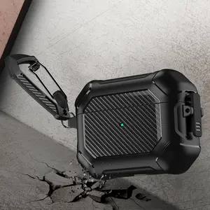 Carbon Fiber Design Anti-Drop Earphone Case, Compatible with Apple AirPods 3 Pro2 Pro 1/2, Protective Cover for AirPods Accessories