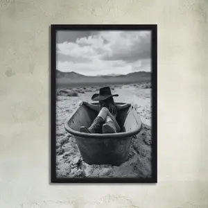 Vintage Cowgirl poster Wall Art Rustic Black And White Western Art Print For Bathroom