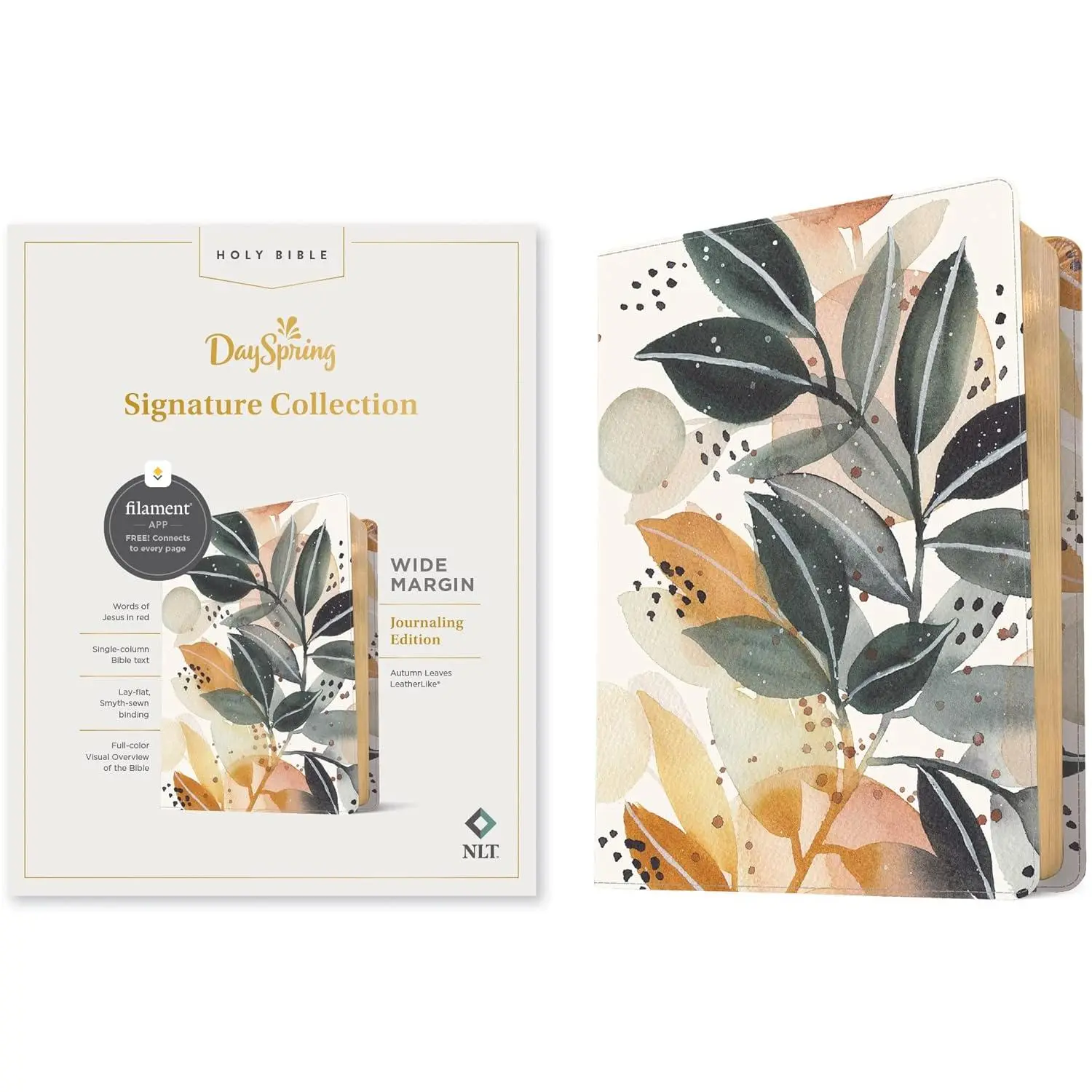 NLT Wide Margin Bible, DaySpring Signature Collection, Filament Enabled (LeatherLike, Autumn Leaves, Red Letter): DaySpring Signature Collection Imitation Leather – October 4, 2022