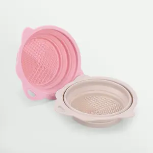 [RUBY VIBE CO] Foldable Silicone Makeup Brush Cleaner Bowl – Portable Textured Cleaning Tool for Brushes & Sponges