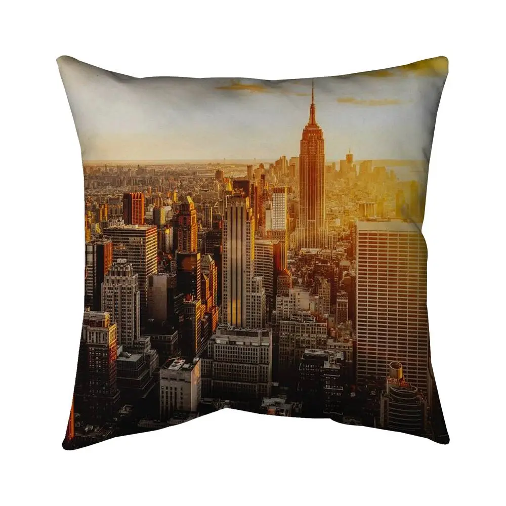 212 MAIN Decorative Poly Twill Throw Cushion, 16x16 in York City at Sunset Gray - Model 5541-1616-CI112, Bedroom Soft Furnishing Bedding Textile Accessory, Throw Cushions