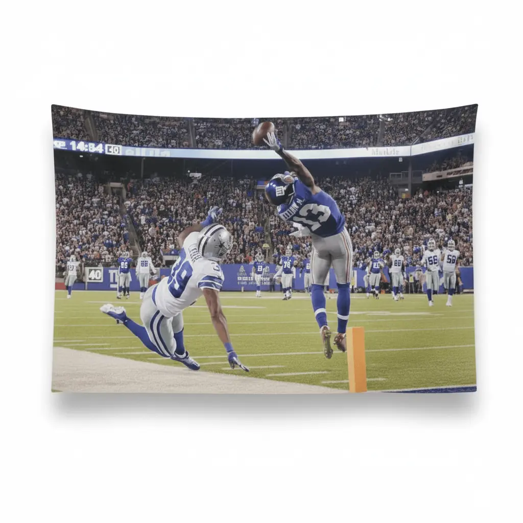 Odell Beckham Jr. 2014 Catch Iconic Moment Wall Flag - Celebrate Sports History with Teamwork Excellence and Collaboration Tribute Decor Tapestry Bedroom Dorm Wall AthleteFlags Athlete Flags