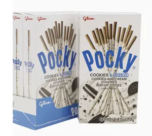 Glico Pocky Cookies & Cream Biscuit Sticks 70g 2-Pack Snack Chocolate Crisp Cocoa Biscuit with Sweet Cream Coating Ideal for Sharing