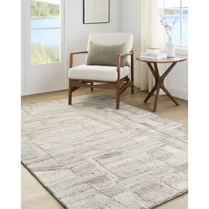 Dundee 100% Wool Hand Tufted Rug, Neutral, Patterned
