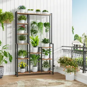 【Spring Gardening】C2 Plant Stand Indoor Outdoor with Grow Lights, Tiered Metal Plant Stand 70.87" Tall Plant Shelf with Hooks for Hanging, Plant Holder Display Shelves for Patio, Garden, Outdoor Decor