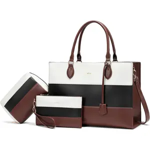 3 count Sets Laptop Bag for Women,15.6 Inch Work Tote Bags  Leather Business Computer Briefcase  Handbag