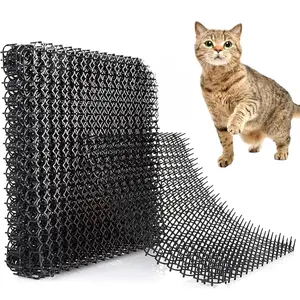 Cat Deterrent Pad Set of 10 - 16 x 13 inch Flexible Plastic Spike Mats with 1 Inch Spikes for Indoor & Outdoor Use - Protect Furniture & Garden Beds from Scratching Cats & Dogs - Black