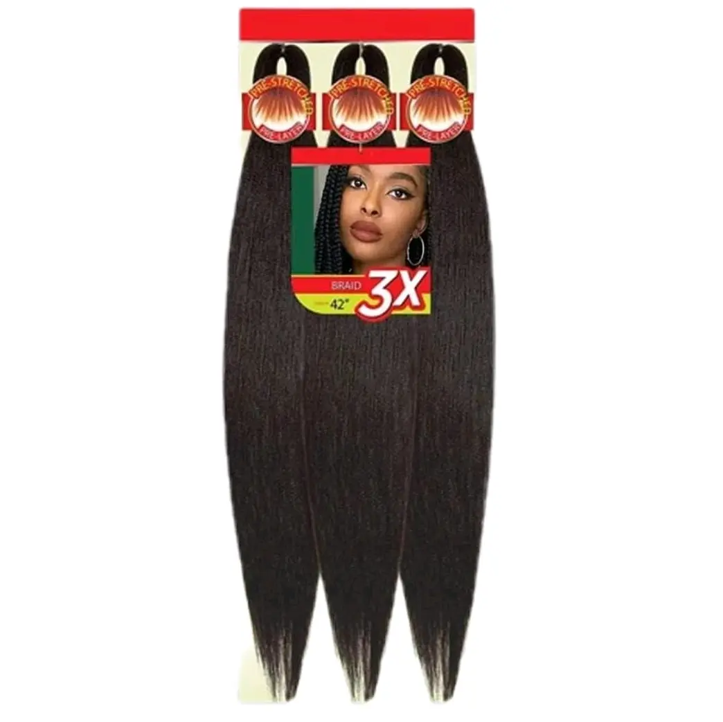 52 Inch Outre Synthetic Hair Braids X-Pression Kanekalon 3X Pre Stretched Braid Pack of 8