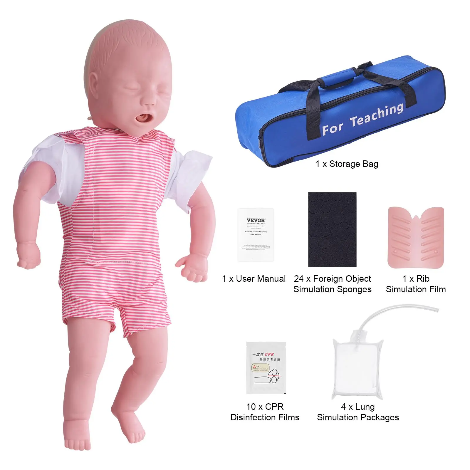 【Backtoschool】Lifelike PVC Plastic Infant CPR Training Manikin - Easy to Disassemble, Heimlich Maneuver & Airway Obstruction Practice Model for Classroom, Lab Education, Airway Simulation