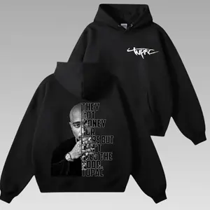 Vintage Tupac Quotes Hip Hop 2 Sided Hoodie, Graphic Unisex Music Streetwear Pullover, Gift For Fan Rap